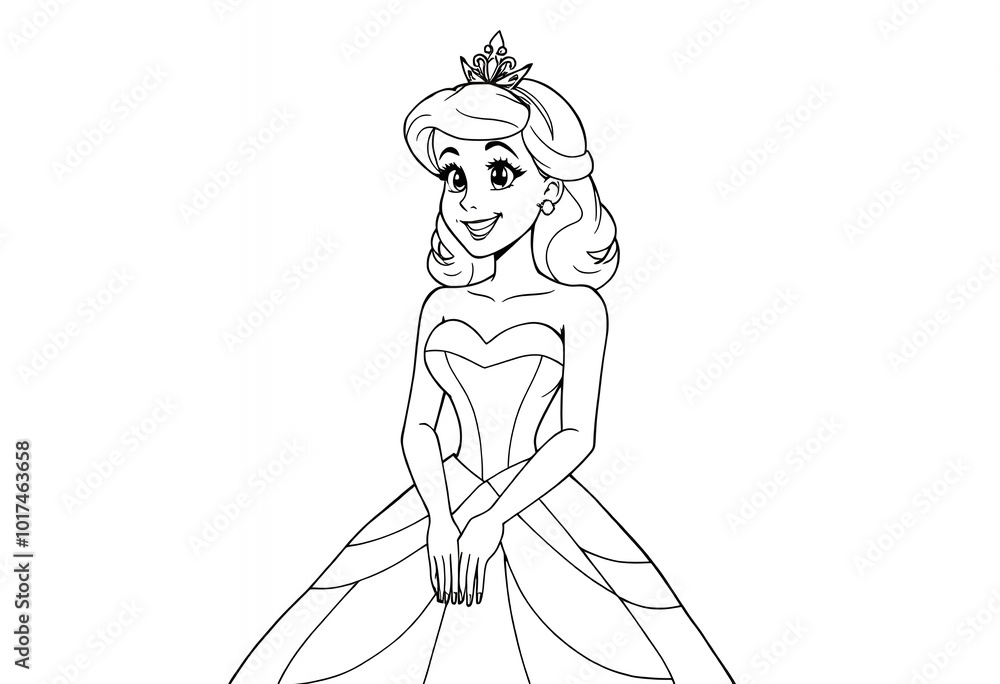 Princess in Dress Coloring Page Princess in Dress Coloring Page