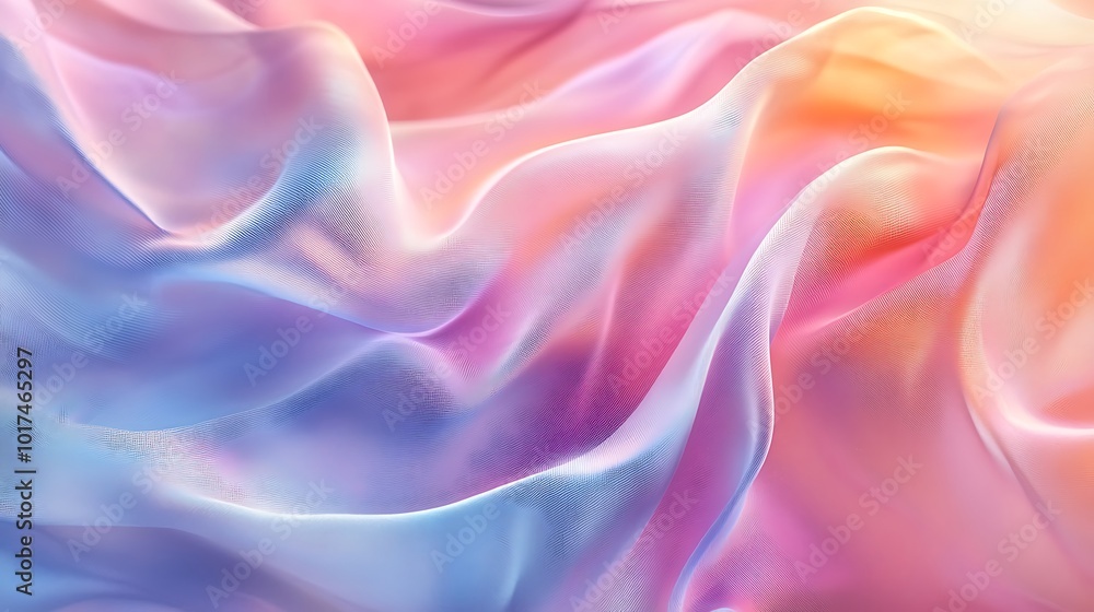 A soft, colorful fabric undulates in gentle waves, showcasing a blend of pastel hues like pink, blue, and orange, creating a serene and dreamy visual effect. A soft, colorful fabric undulates in gentle waves, showcasing a blend of pastel hues like pink, blue, and orange, creating a serene and dreamy visual effect.