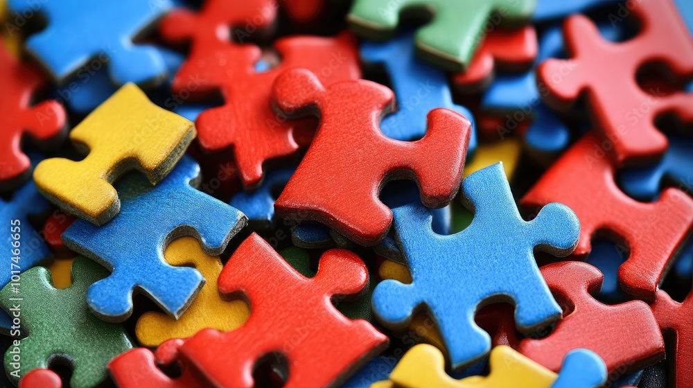 Colorful Puzzle Pieces on a Surface Colorful Puzzle Pieces on a Surface