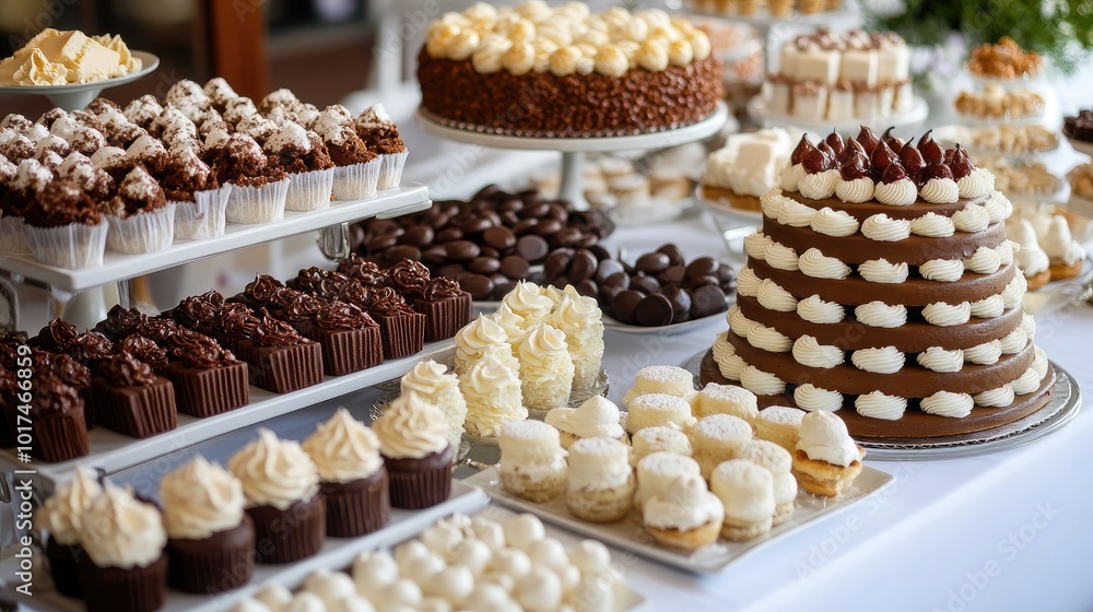 Elegant Dessert Display with Various Sweet Treats Elegant Dessert Display with Various Sweet Treats