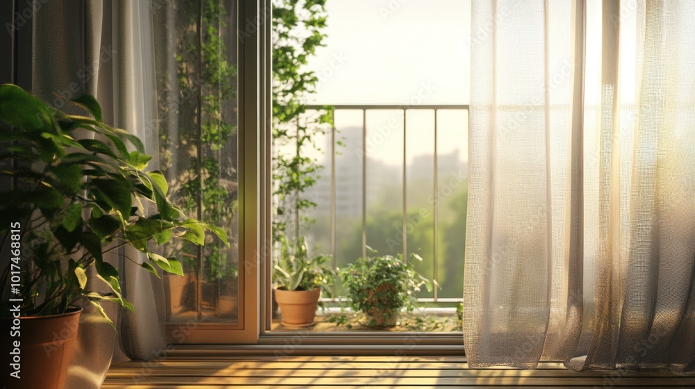 Sunlight Streaming Through Sheer Curtains Sunlight Streaming Through Sheer Curtains