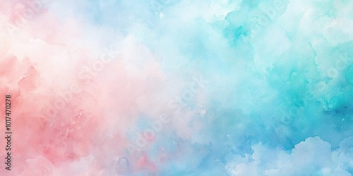 Abstract light blue and pink watercolor background with pastel color washes