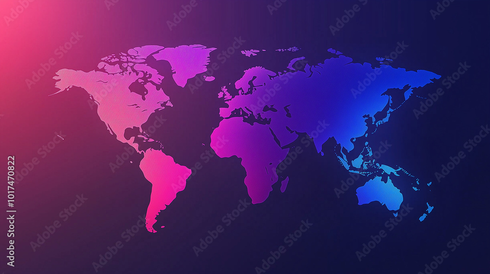 Obraz premium World Map in Neon Colors Illustration