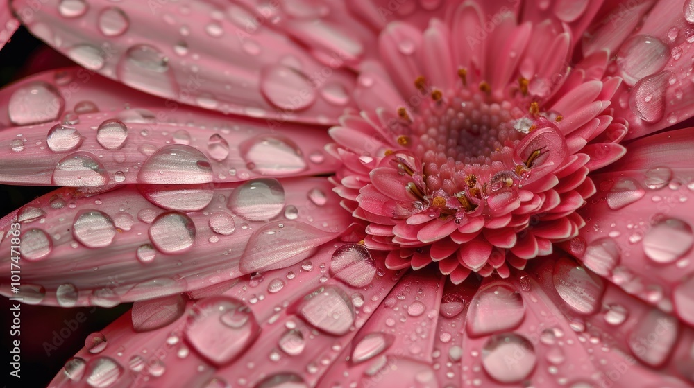 Pink Flower with Water Droplets on Petals Pink Flower with Water Droplets on Petals