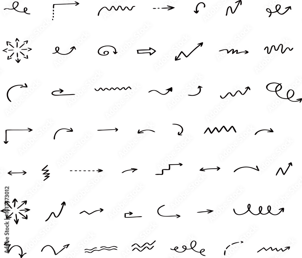 Hand drawn doodle arrow element collection Hand drawn doodle arrow element collection
