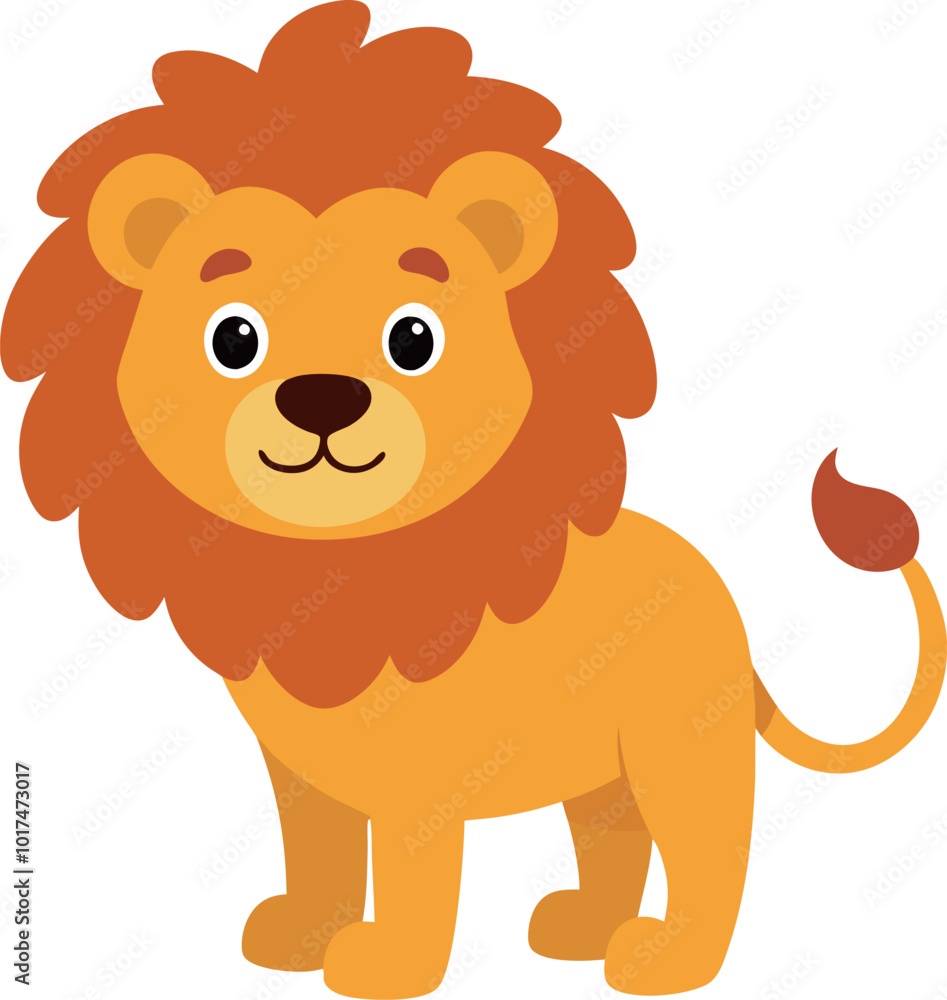 illustration cute lion flat cartoon style illustration cute lion flat cartoon style