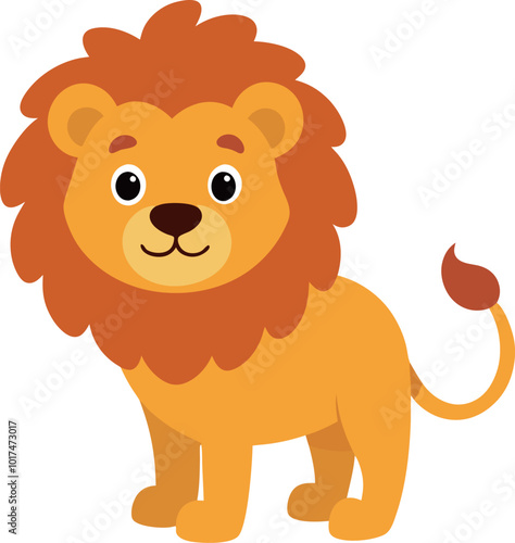 illustration cute lion flat cartoon style