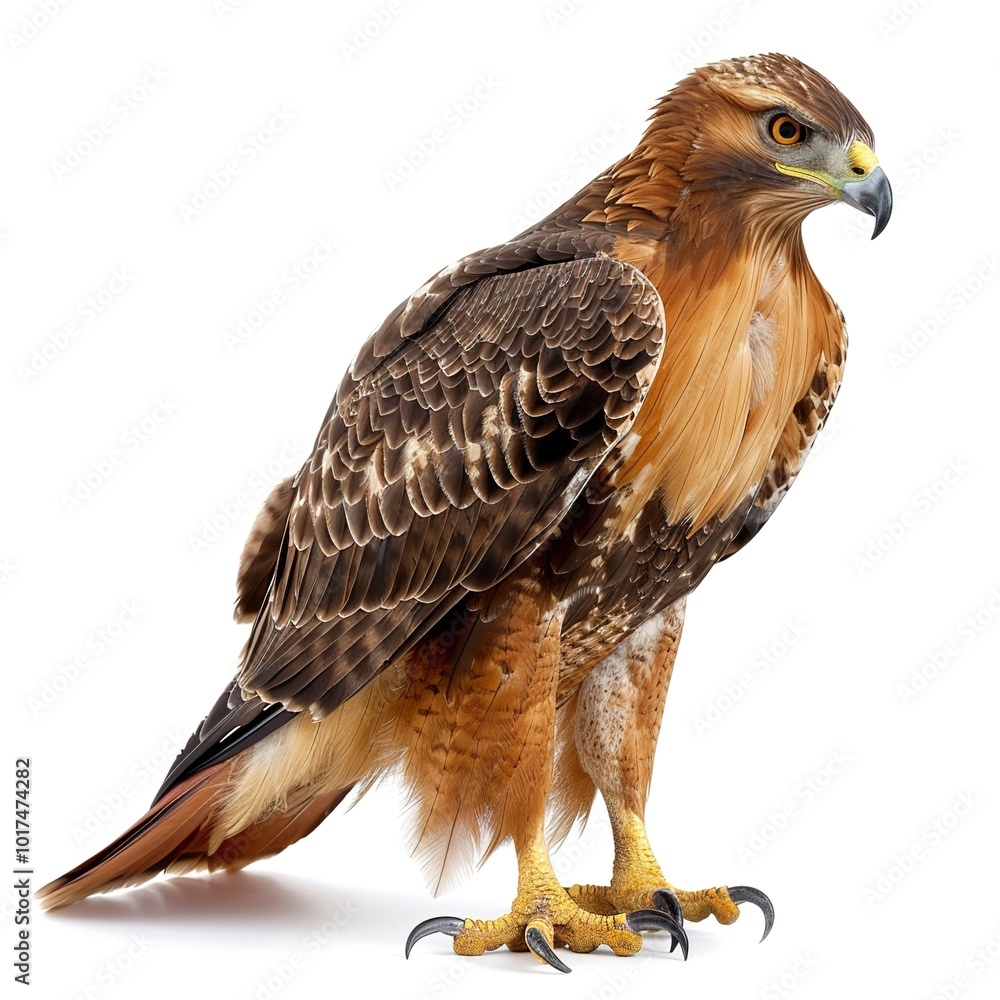 Red tailed hawk eagle isolated on a white ; Red tailed hawk eagle isolated on a white ;