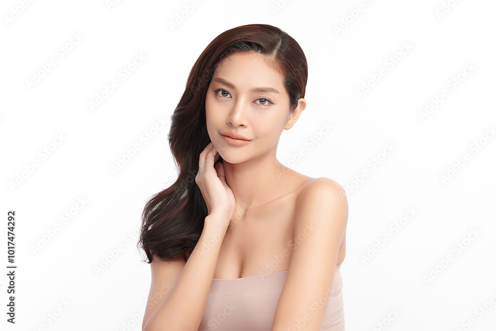 Beautiful young asian woman with clean fresh skin on white background, Face care, Facial treatment, Cosmetology, beauty and spa, Asian women portrait. Beautiful young asian woman with clean fresh skin on white background, Face care, Facial treatment, Cosmetology, beauty and spa, Asian women portrait.