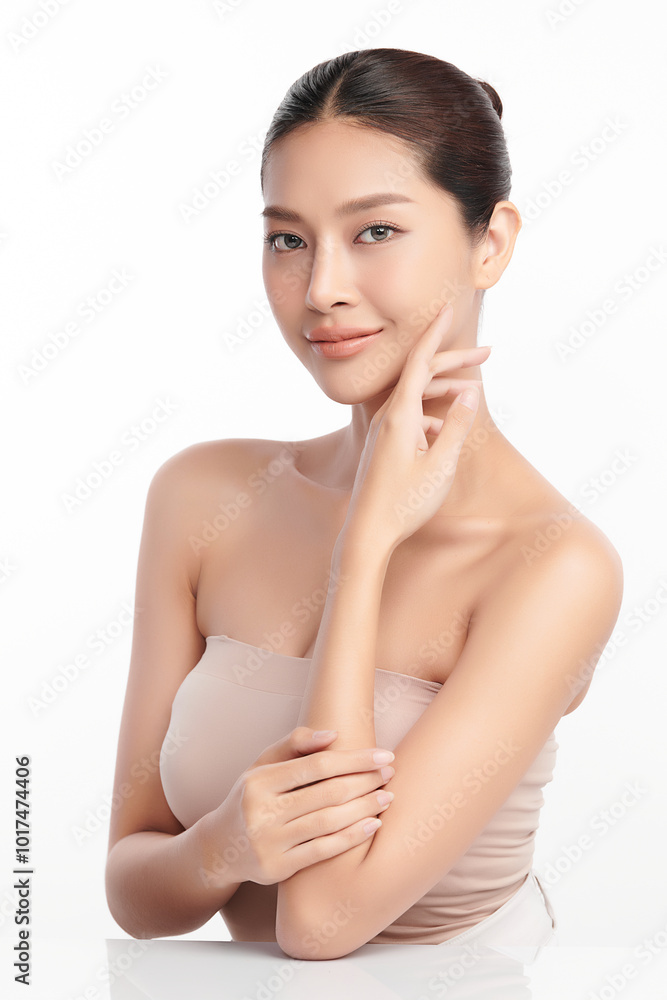 Beautiful young asian woman with clean fresh skin on white background, Face care, Facial treatment, Cosmetology, beauty and spa, Asian women portrait. Beautiful young asian woman with clean fresh skin on white background, Face care, Facial treatment, Cosmetology, beauty and spa, Asian women portrait.