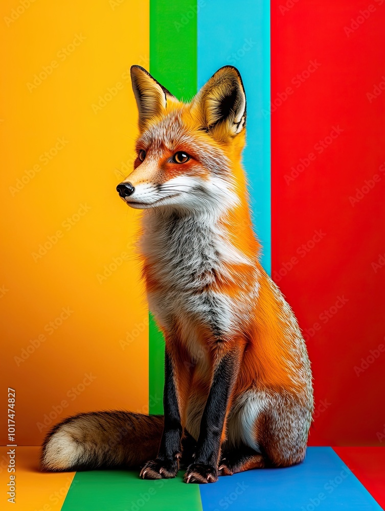 Fototapeta premium fox isolated on colorful background