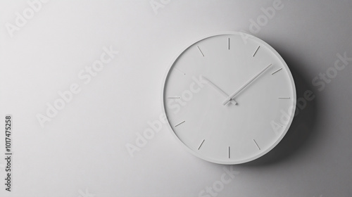 white minimalist clock on white wall