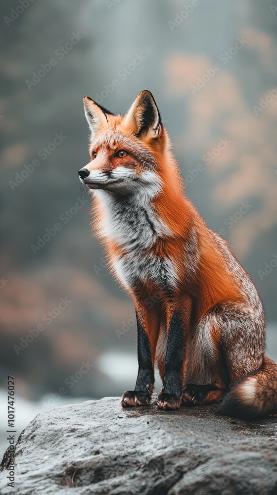 Naklejka premium fox isolated on metal background