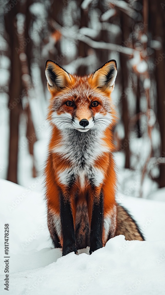 Fototapeta premium fox isolated on winter background