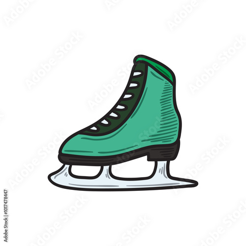 Sport Equipment Illustration Colored - Shoes ice Skating