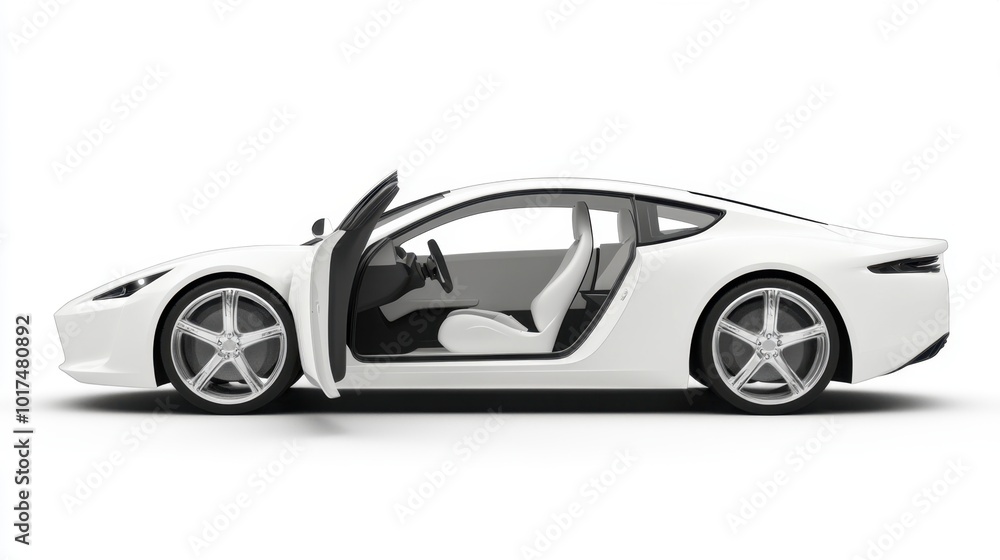 Isolated white car door on a plain white background with clip path, showcasing sleek design and automotive detailing Isolated white car door on a plain white background with clip path, showcasing sleek design and automotive detailing