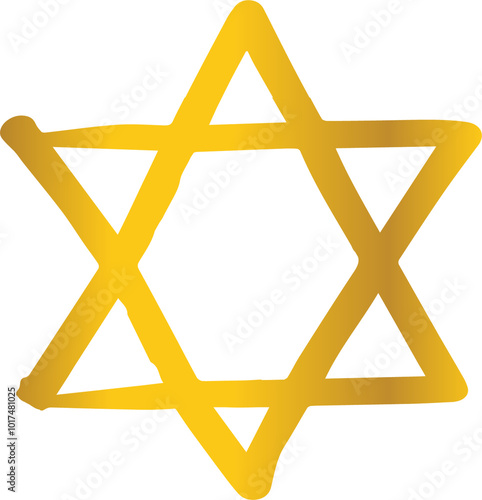 Gold star icon. Hand drawn style