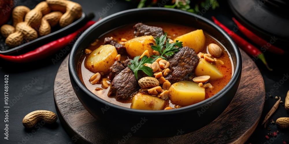 a bowl of stew with potatoes and meat a bowl of stew with potatoes and meat