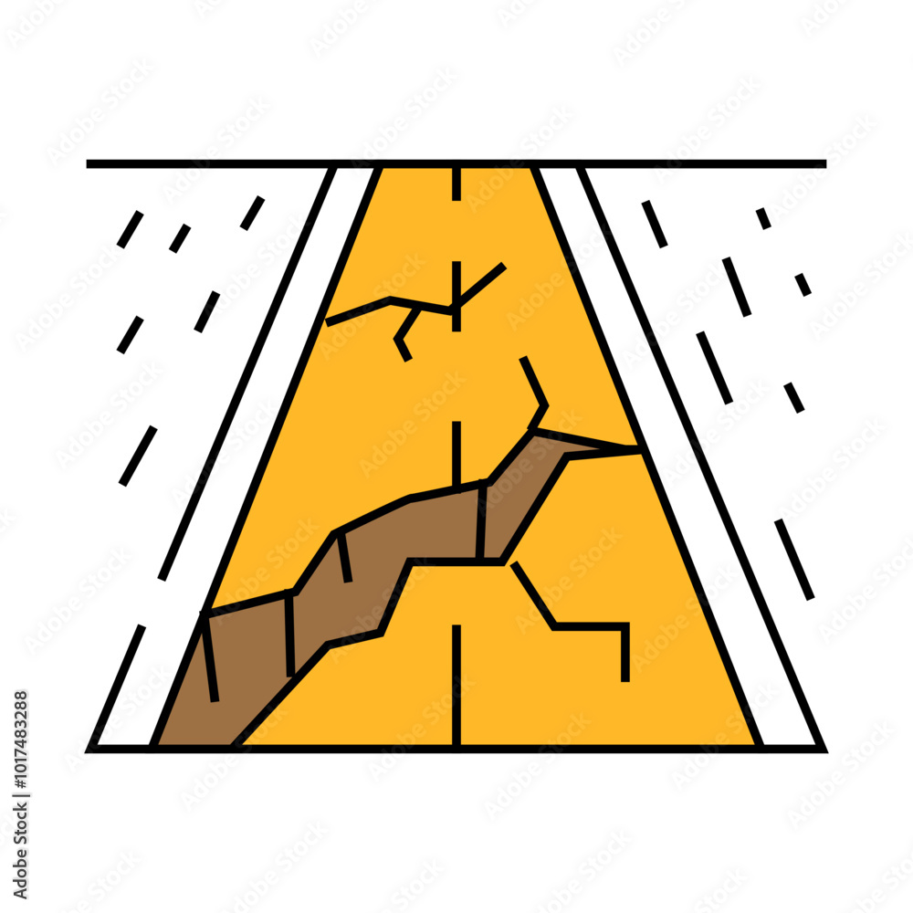 road crack disaster line icon vector. road crack disaster sign ...