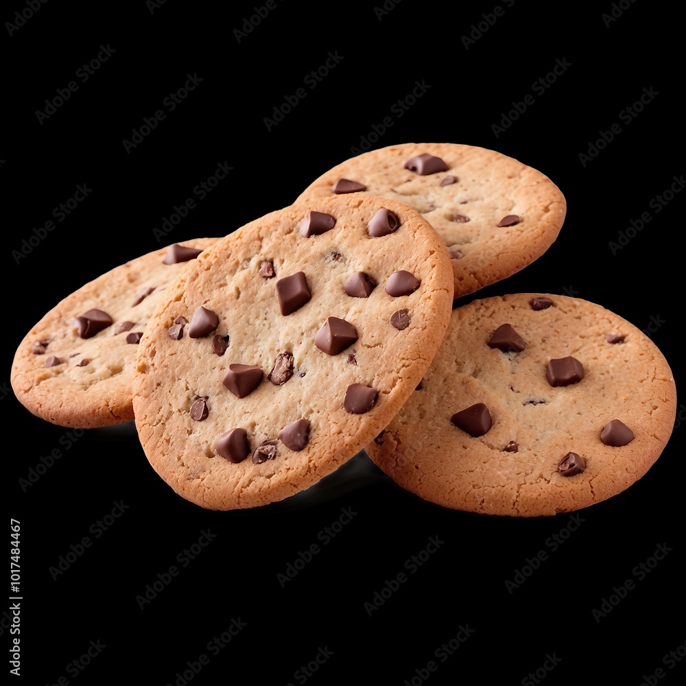 Top view of four chocolate cookies isolated on a white background Top view of four chocolate cookies isolated on a white background