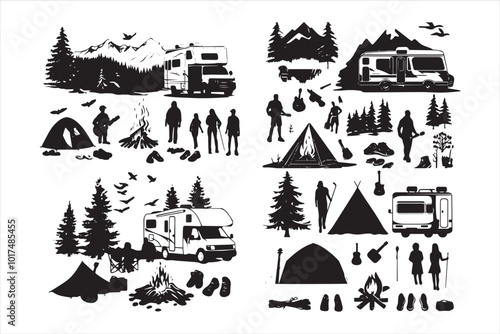 Camping icons Vector illustration