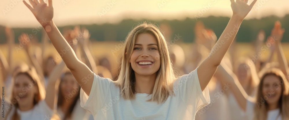Fototapeta premium Joyful Celebration of Unity Embracing Happiness in a Group Setting