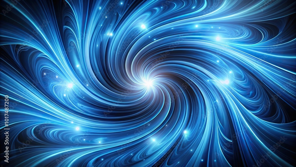 Abstract swirling background with glowing light patterns in shades of blue and black Abstract swirling background with glowing light patterns in shades of blue and black