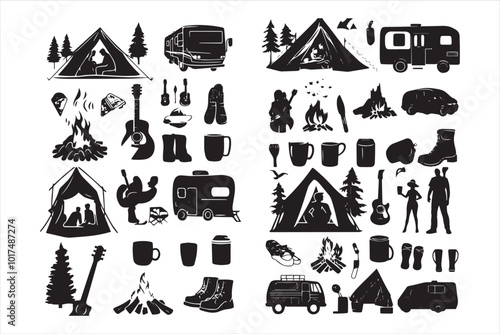 Camping icons Vector illustration