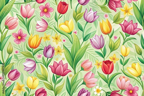 Wallpaper Mural Abstract spring wallpaper seamless pattern with high angle leaves Torontodigital.ca