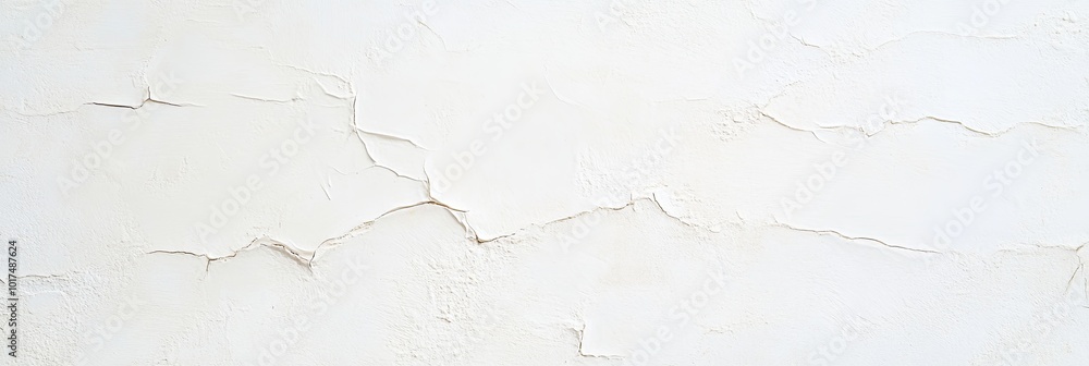 Obraz premium Cracked Wall Texture: A detailed close-up shot revealing a network of fine cracks across a textured off-white wall surface. Ideal for backgrounds or design elements conveying themes of age.