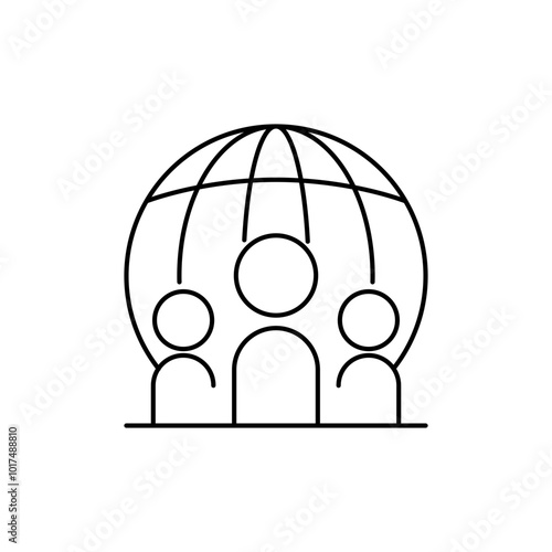 international group icon with globe, Meeting icons