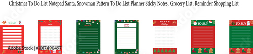 Christmas To do List Notepad Santa, Snowman, Pattern To Do List, Planner Sticky Notes, Grocery List, Reminders Shopping List, For Work, Study, To Do List, Christmas Party Supply