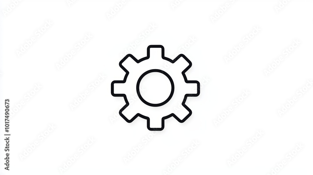 Simple Gear Icon Turning Smoothly with Clean Lines Simple Gear Icon Turning Smoothly with Clean Lines