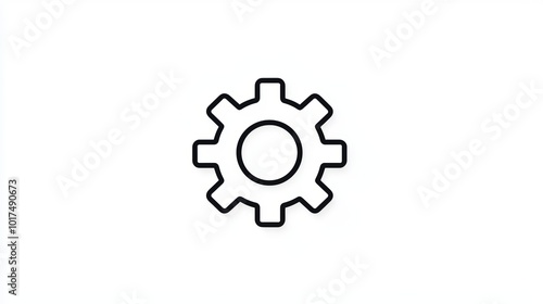 Simple Gear Icon Turning Smoothly with Clean Lines