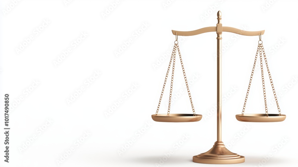 Golden Balance Scale Isolated on White Background Golden Balance Scale Isolated on White Background