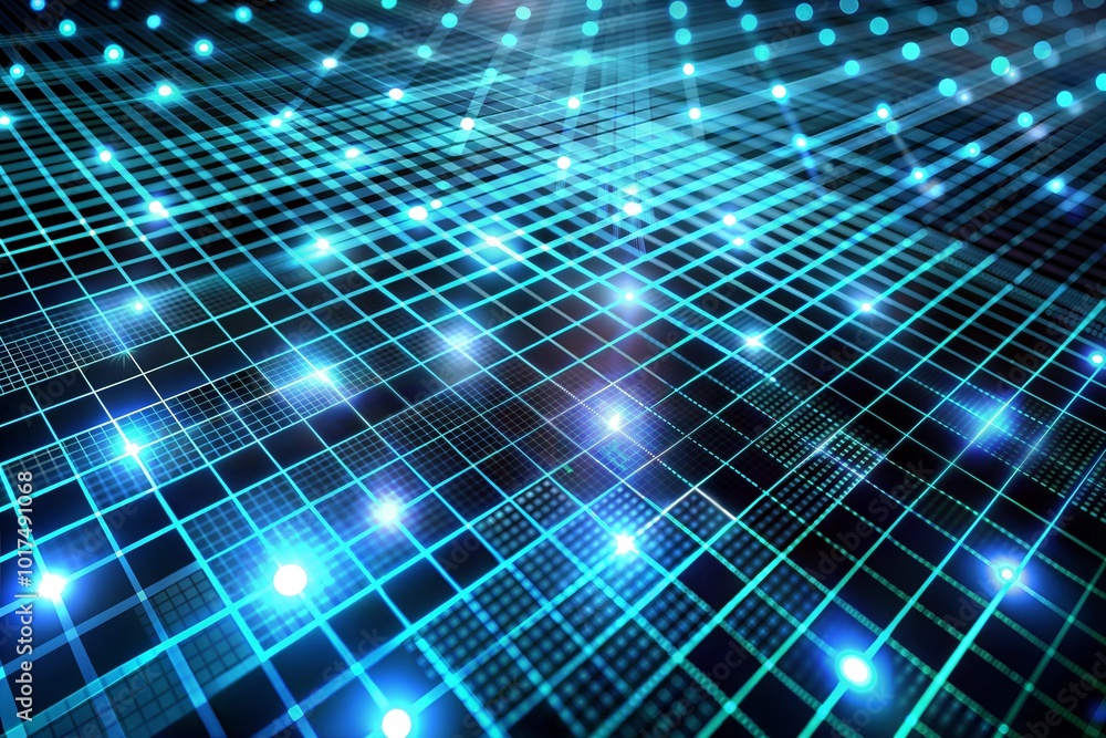 Abstract blue digital grid representing technology and networks Abstract blue digital grid representing technology and networks