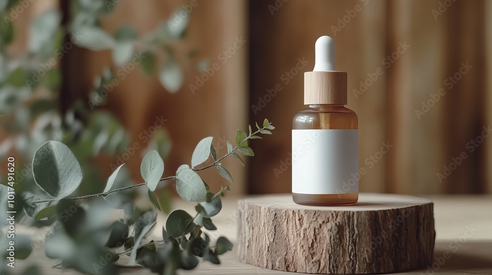 Natural Cosmetic Cream and Serum in Empty Packaging with Herbal and Wood Leaves: A Bioorganic Product Presentation for Beauty and Spa Concept in Skincare Natural Cosmetic Cream and Serum in Empty Packaging with Herbal and Wood Leaves: A Bioorganic Product Presentation for Beauty and Spa Concept in Skincare