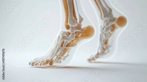 Step Forward, a design featuring a human foot stepping forward with an overlay of bones and muscles, highlighting podiatric care, with copy space, International Podiatry Day photo