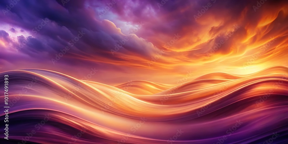 Abstract purple and orange wave background with clouds in a low angle view Abstract purple and orange wave background with clouds in a low angle view