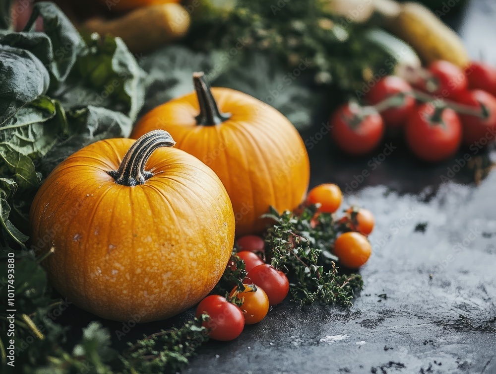 Harvest Season Pumpkin Imagery with Organic Vegetables Harvest Season Pumpkin Imagery with Organic Vegetables