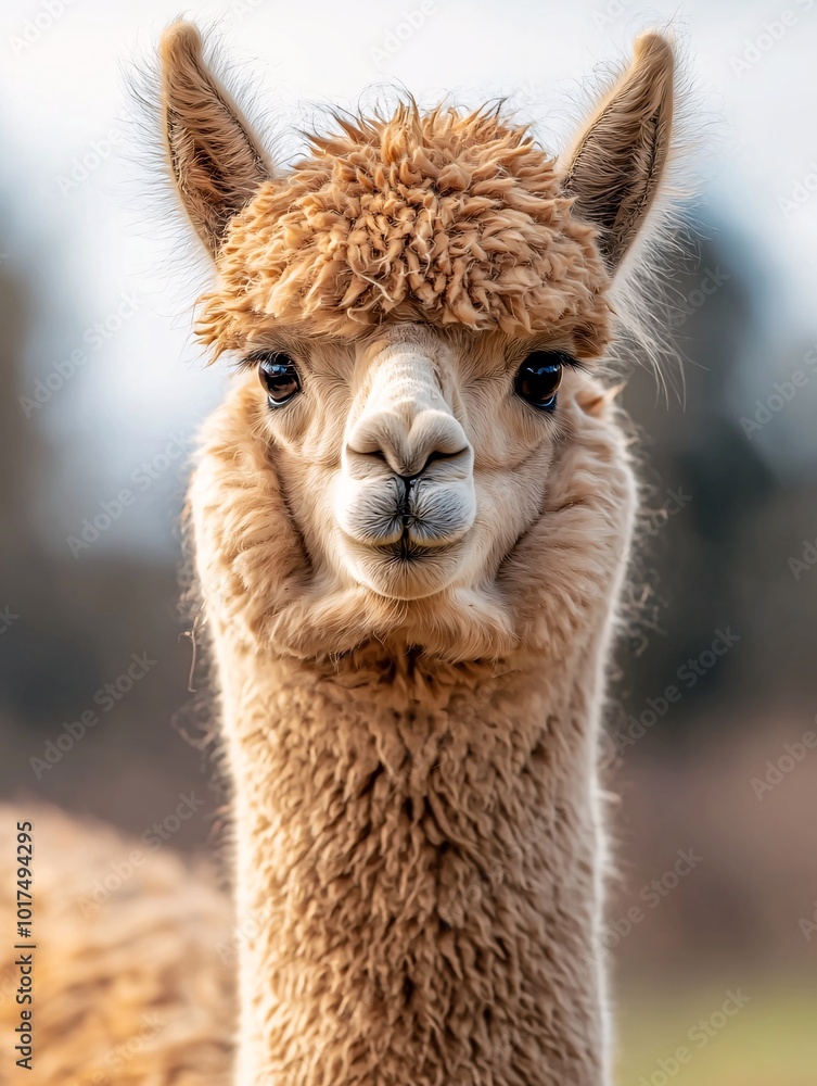 Obraz premium A close-up portrait captures the soft, fluffy fur and gentle expression of a charming creature, emphasizing its unique facial features.