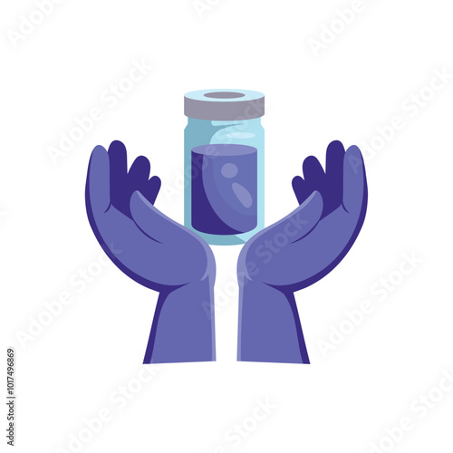 medical hands and vaccine ampoule