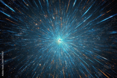 arafed image of a star burst with blue and orange streaks