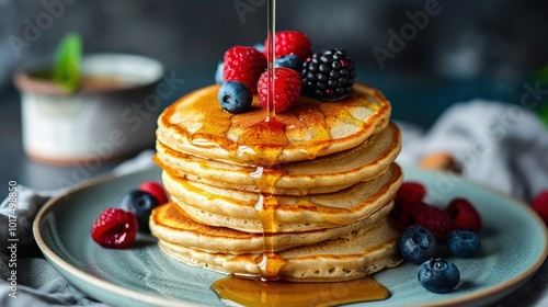 A stack of almond flour pancakes light and fluffy photo