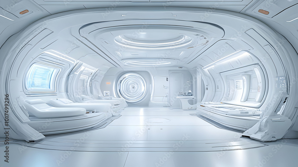 Futuristic Spaceship Interior. Futuristic Spaceship Interior.