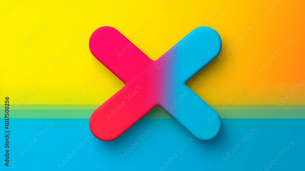Obraz premium Colorful 3D X on Gradient Background.