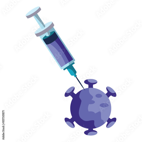 syringe with vaccine for virus