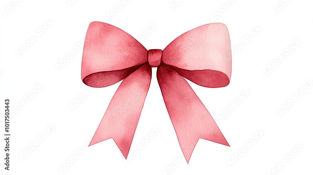 Fototapeta premium a bold Christmas bow clipart, oversized ribbon style, watercolor illustration, classic red, isolated on white background