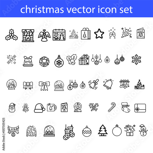Merry christmas icon set vector art illustration on white background.