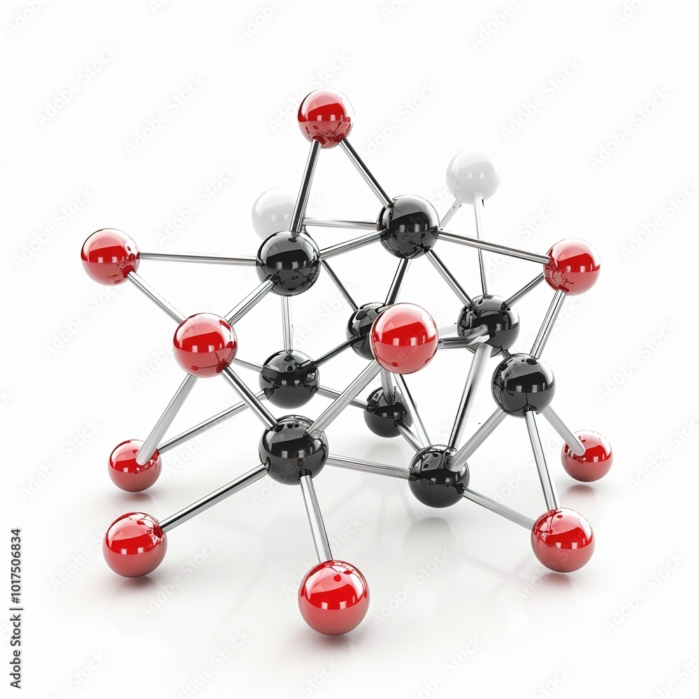 Fototapeta premium Molecular Structure with Connections atoms on white background. 3d rendering.